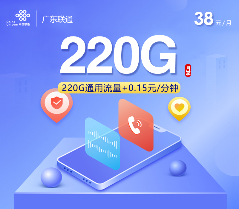 广东联通新【38元220G】