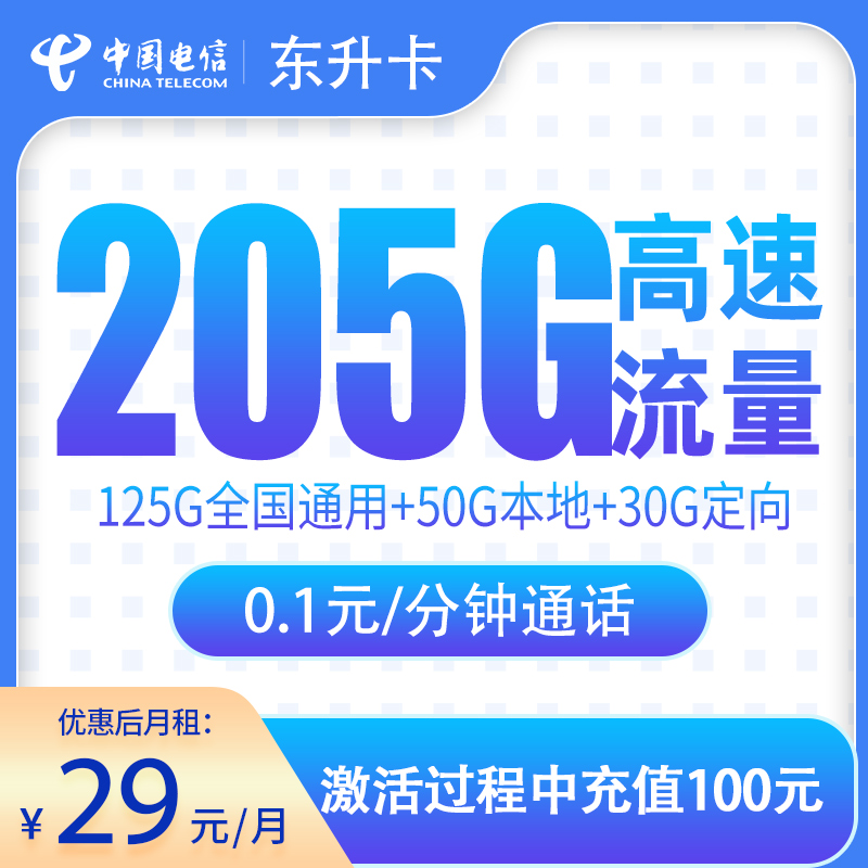 电信东升卡29元205G【只发山东】