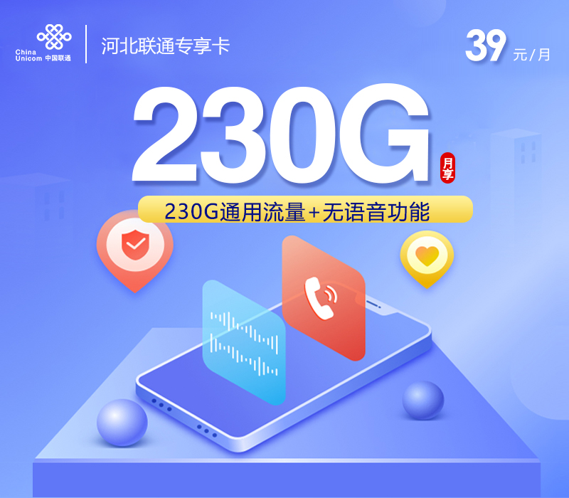 河北联通专享卡【39元230G】