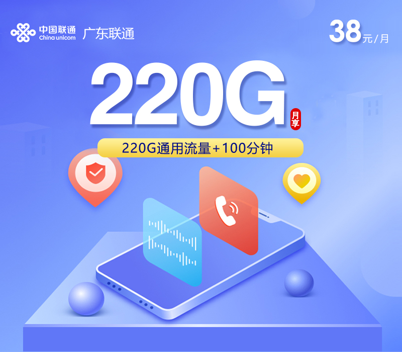 广东联通专享卡【38元260G】