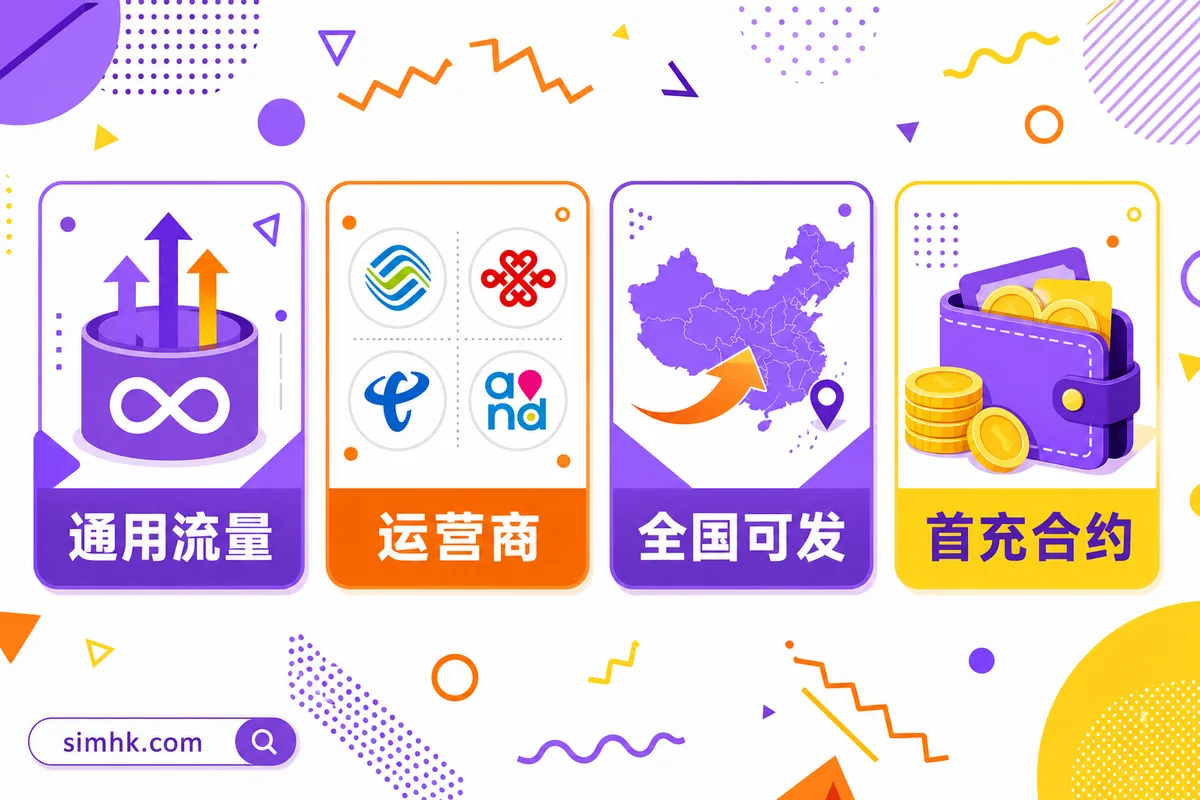 挑广东流量卡的四个关键维度:通用流量、运营商、全国可发、首充合约